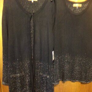 NWT Women's Nipon Boutique Black Sparkled Tank & Longer Sweater Set - size 2X